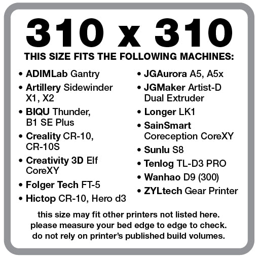 Wham Bam Flexible Build System for FDM 3D Printers (310x310mm)